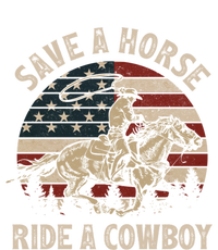 Retro Save A Horse Ride A Cow Riding Horse Rodeo Usa Flag Gift Women's V-Neck T-Shirt