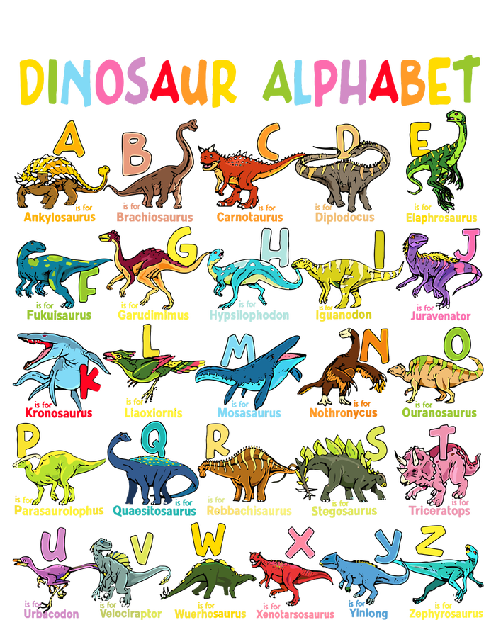 Types Of Dinosaurs Alphabet Az Abc Dino Identification Sweatshirt