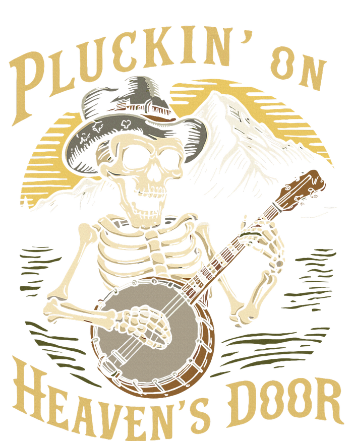 Bluegrass Music Banjo Skeleton Pluckin On Heavens Door Tall Long Sleeve T-Shirt