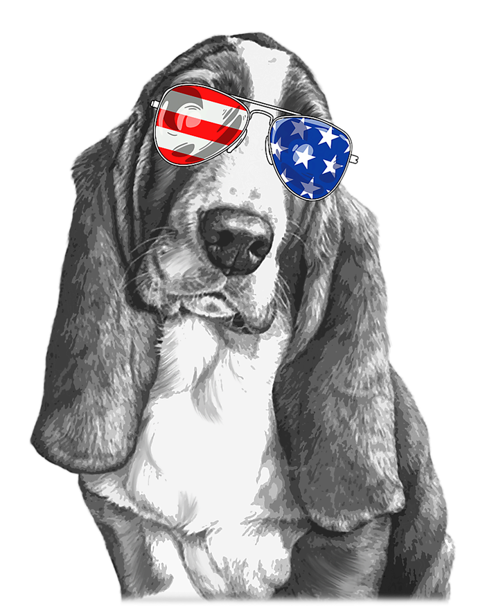 Basset Hound Dog Sunglasses Flag American 4th Of July Funny T-Shirt