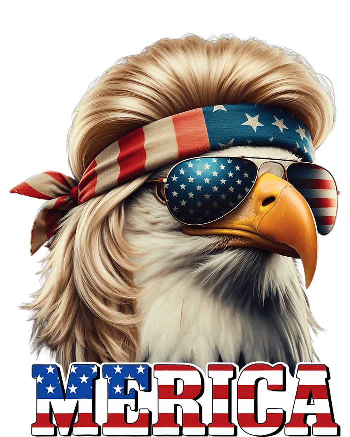 Funny Eagle Merica 4th July Blonde Wig Mullet Funny Man T-Shirt