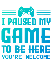 I Paused My Game To Be Here Funny Game Lovers Retro Gift Stripe Pom Pom Beanie