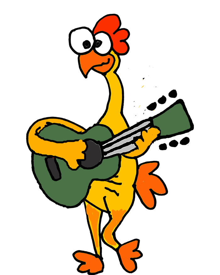 Funny Rubber Chicken Playing Guitar Adult ChromaSoft Performance T-Shirt