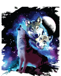 Cosmic Space Wolf Wolves Family Howling At Moon T-Shirt