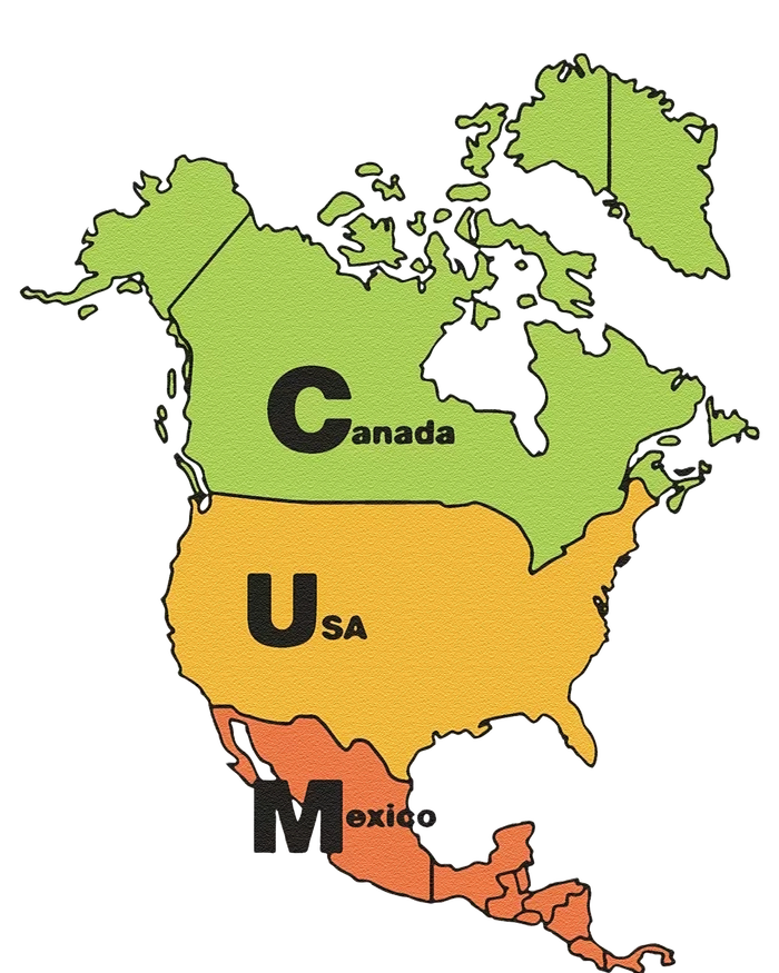 Funny Cum Map Canada Usa And Mexico Gift T-Shirt