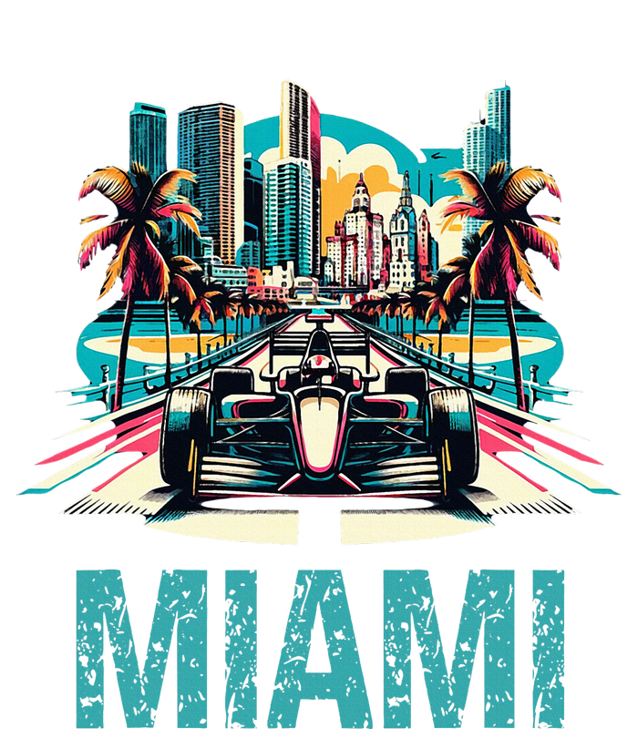 Formula Miami City Racing Circuit Car Map Grand Prix Race Kids Long Sleeve Shirt