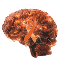 Brain Art Orange Ribbon Multiple Sclerosis Awareness Gift Coaster