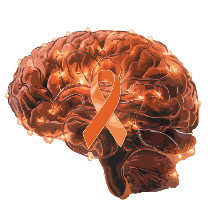 Brain Art Orange Ribbon Multiple Sclerosis Awareness Gift Coaster