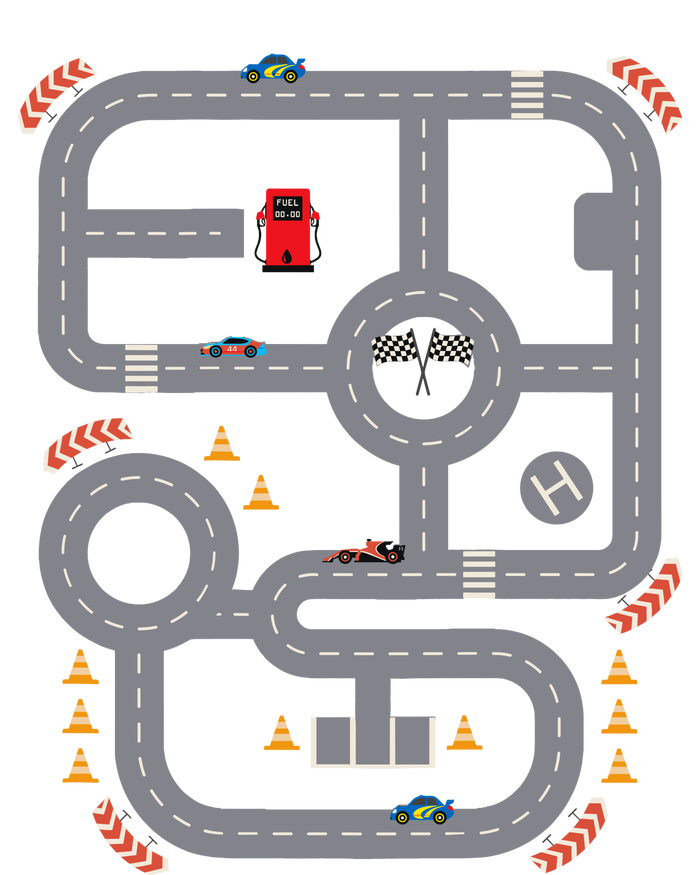 Cool Playmat Race Car Track On Back Dad Race Car Mat Women's Racerback Tank