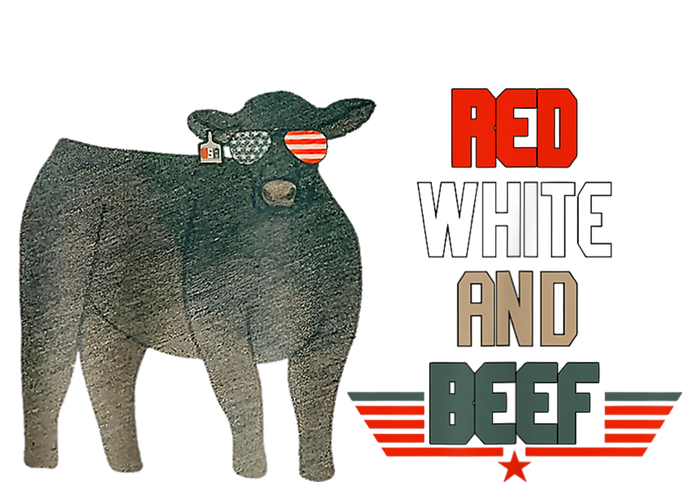 Red White And Beef Vintage Usa Flag 4th Of July Funny Cow T-Shirt