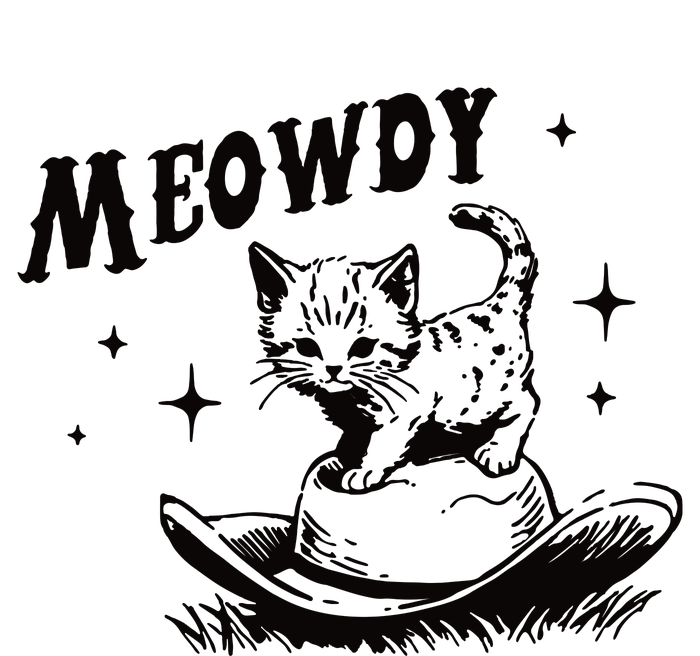 Meowdy Cute Kitten Cat Country Western Vintage Ladies Long Sleeve Shirt