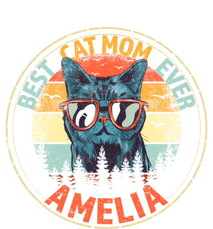 Amelia Best Cat Mom Ever Funny Custom Personalized Name Gift T-Shirt