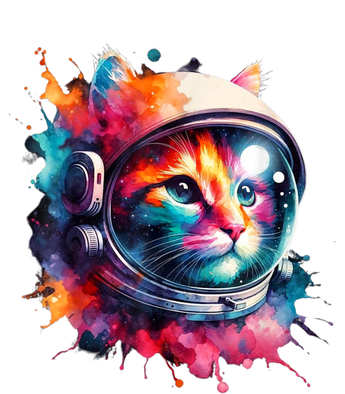 Funny Cat Astronaut Outer Space Watercolor Splash Cat Lover Coaster