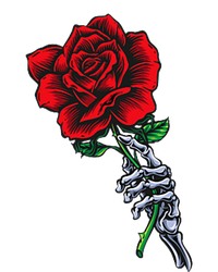 Skeleton Hand Holding Rose Aesthetic Red Flower T-Shirt