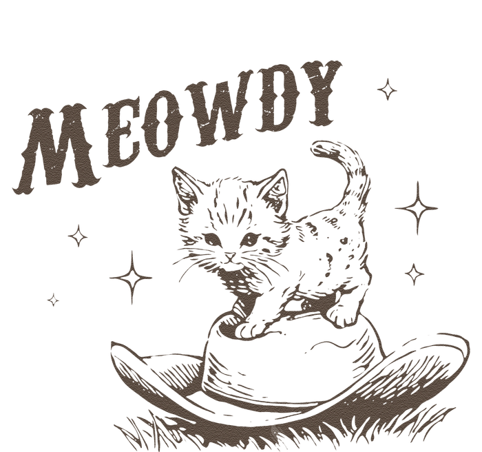 Funny Meowdy Cute Kitten Cat Country Western Vintage Ladies Long Sleeve Shirt