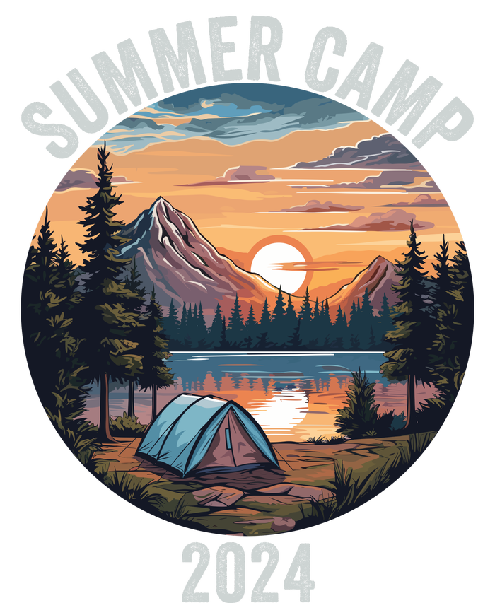 Summer Camp 2024 Fun Outdoors Camper Life Bonfire Camp Fire Funny Camping T-Shirt