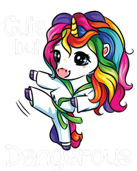 Cute But Dangerous Funny Karate Unicorn Girl V-Neck T-Shirt