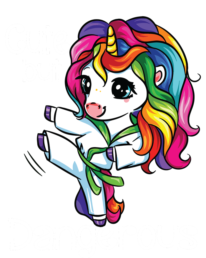 Cute But Dangerous Funny Karate Unicorn Girl V-Neck T-Shirt