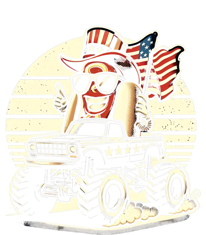 Hotdog Riding Monster Truck 4th Of July Usa Flag Cute Hotdog Gift Women's Tri-Blend 3/4-Sleeve Raglan Shirt