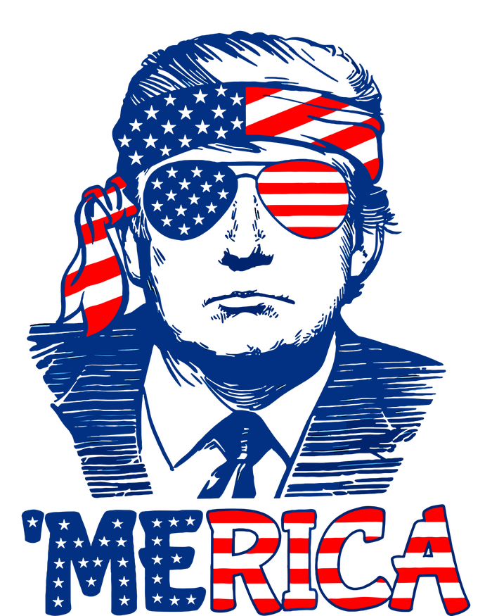 Merica Trump Happy 4th Of July Trump American Flag Fun T-Shirt