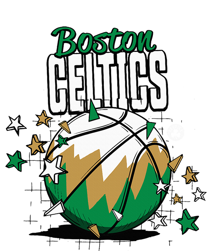 Boston Celtic Basketball Doodle Stars Dry Zone Grid Polo