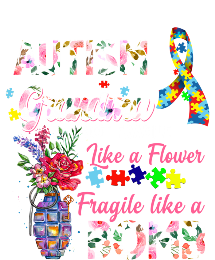 Autism Grandma Not Fragile Like A Flower Fragile Like A Bomb Gift Women's Long Sleeve Flannel Pajama Set 