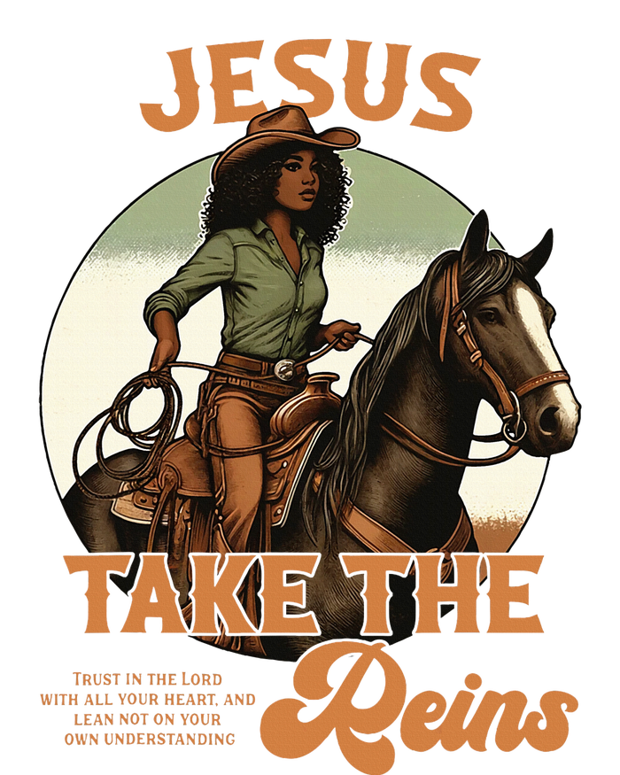 Jesus Take The Reins Christian Black Cowgir T-Shirt