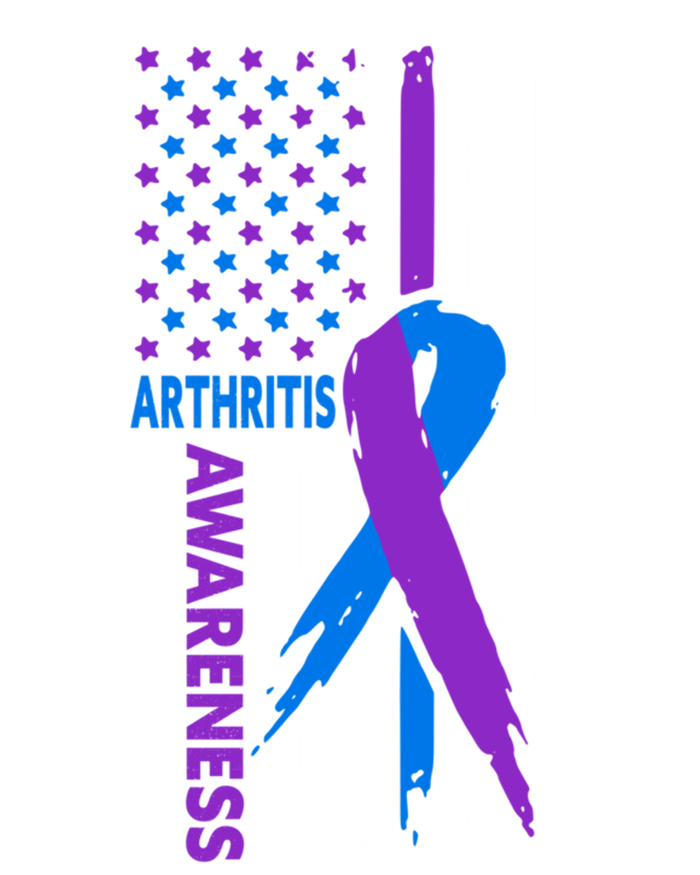 Arthritis Awareness Month Purple And Blue Ribbon American Flag Funny Gift Women's V-Neck T-Shirt