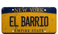 El Barrio New York Distressed License Plate Women’s Perfect Tri Rocker Tank