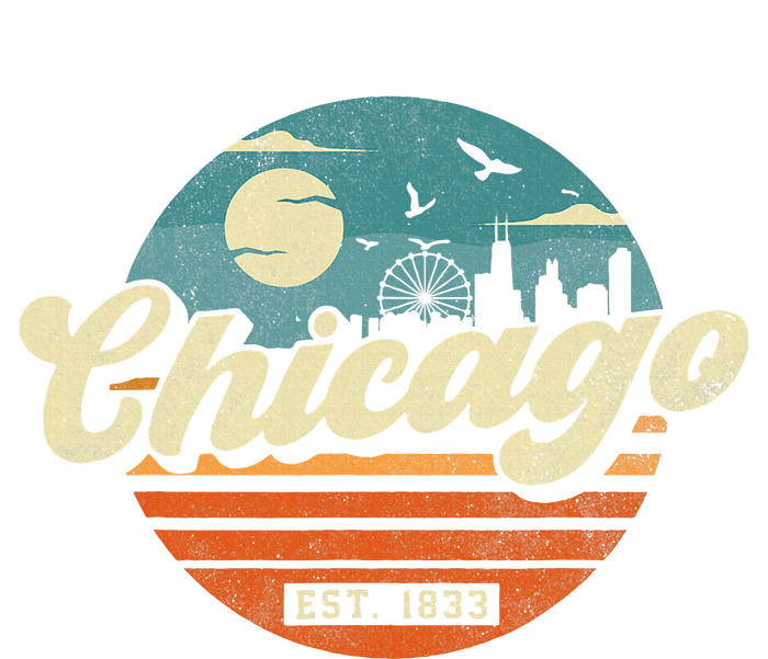 Chicago Illinois Retro Skyline Night Il Souvenirs Women's T-Shirt