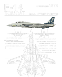 F14 Tomcat Fighter Jet Diagram T-Shirt