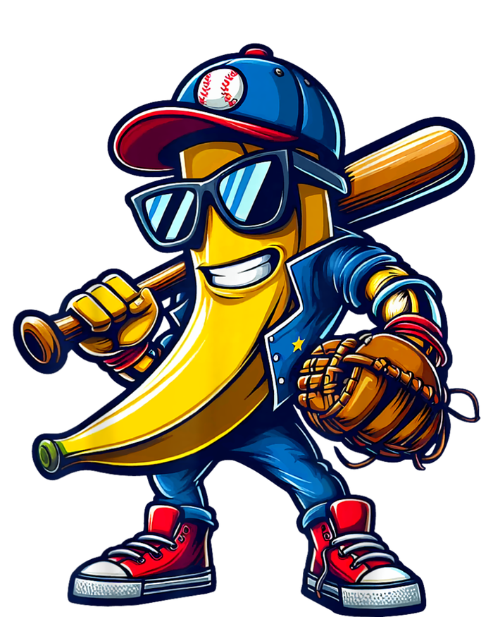 Banana Playing Baseball Fruit Lover Funny Baseball Player T-Shirt