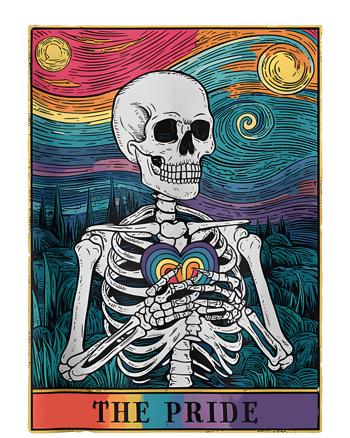 The Pride Retro Hearts Skeletons Lgbtq Month 70s Tarot Card Tie-Dye T-Shirt