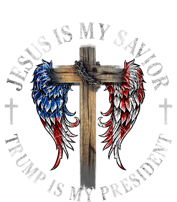 Jesus Is My Savior Trump Is My President 2024 Usa Flag Cross Performance Fleece Hoodie