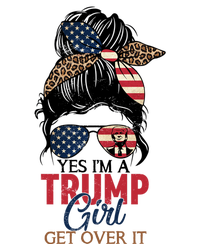 Cute Gift Yes IM A Trump Girl Get Over Trump 2024 Messy Bun Leopard Sweatshirt