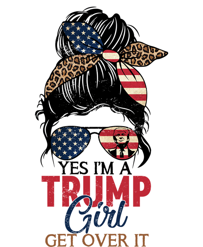 Cute Gift Yes IM A Trump Girl Get Over Trump 2024 Messy Bun Leopard Sweatshirt