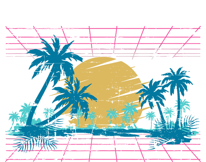 Sunset Palm Trees Beach 80s Art Vaporwave Tropical Summer Kids Hoodie