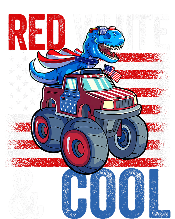 Dinosaur Monster Truck Dino 4th Of July American Flag Poster