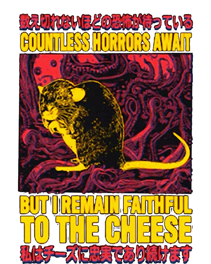 Faithful To The Cheese Japanese Horror Rat T-Shirt