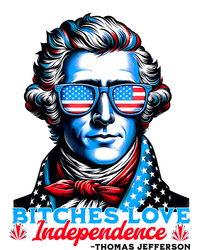 Bitches Love Independence Funny 4th Of July Thomas Jefferson Ceramic Bell Ornament