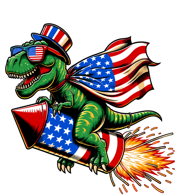 Patriotic T Rex Riding Firework 4th Of July Short Acrylic Beanie