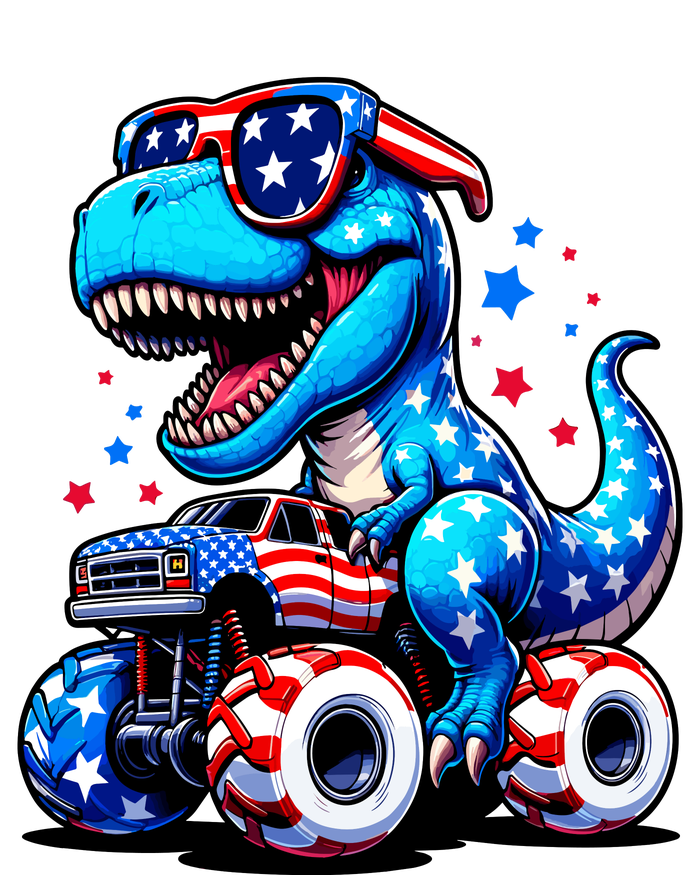 Patriotic T Rex Riding Monster Truck Infant Fleece One Piece