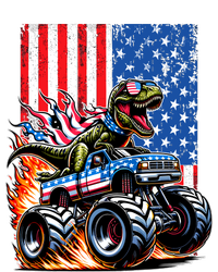 Trex Riding American Monster Truck Usa Flag Ladies Long Sleeve Shirt