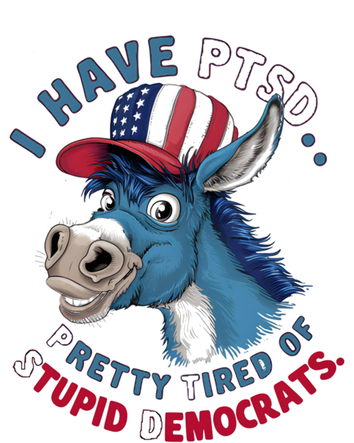 I Have Ptsd Pretty Tired Of Stupid Democrats Funny Political Gift Women's Long Sleeve Flannel Pajama Set 