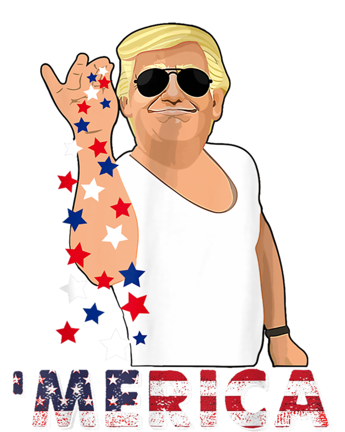 Merica Trump Outfits Glasses Firework 4th Of July Don Drunk Gift T-Shirt