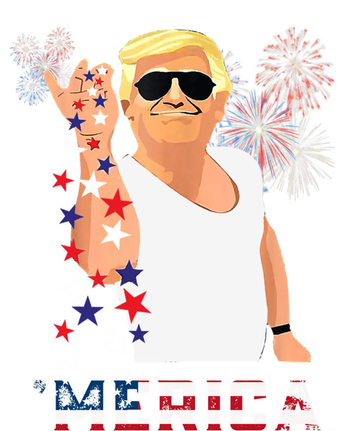 Merica Trump Outfits Glasses Firework 4th Of July Don Drunk Funny Gift T-Shirt