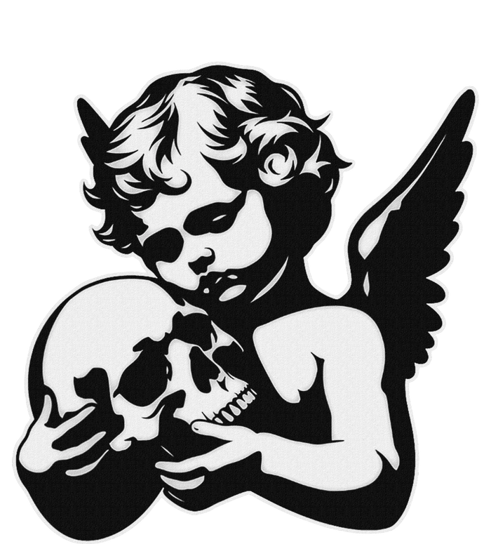 Blackwork Cherub Angel Holding Skull T-Shirt