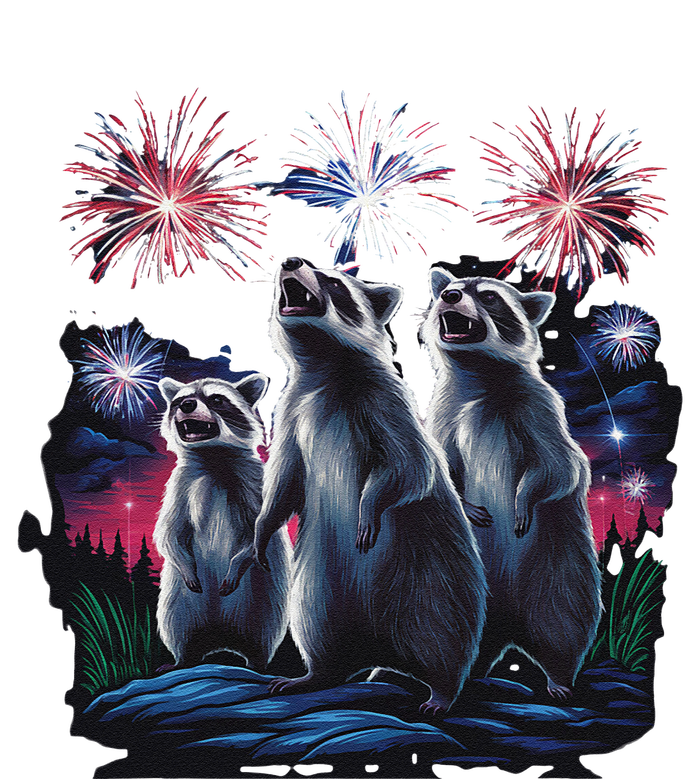 4th Of July Raccoons Watching Fireworks Howling Funny T-Shirt