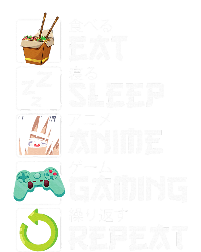 Eat Sleep Anime Gaming Repeat Kawaii Otaku Anime Manga Womens CVC Long Sleeve Shirt