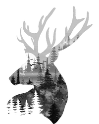 Silhouette Buck Deer Artwork Forest Wildlife Animal Lover T-Shirt